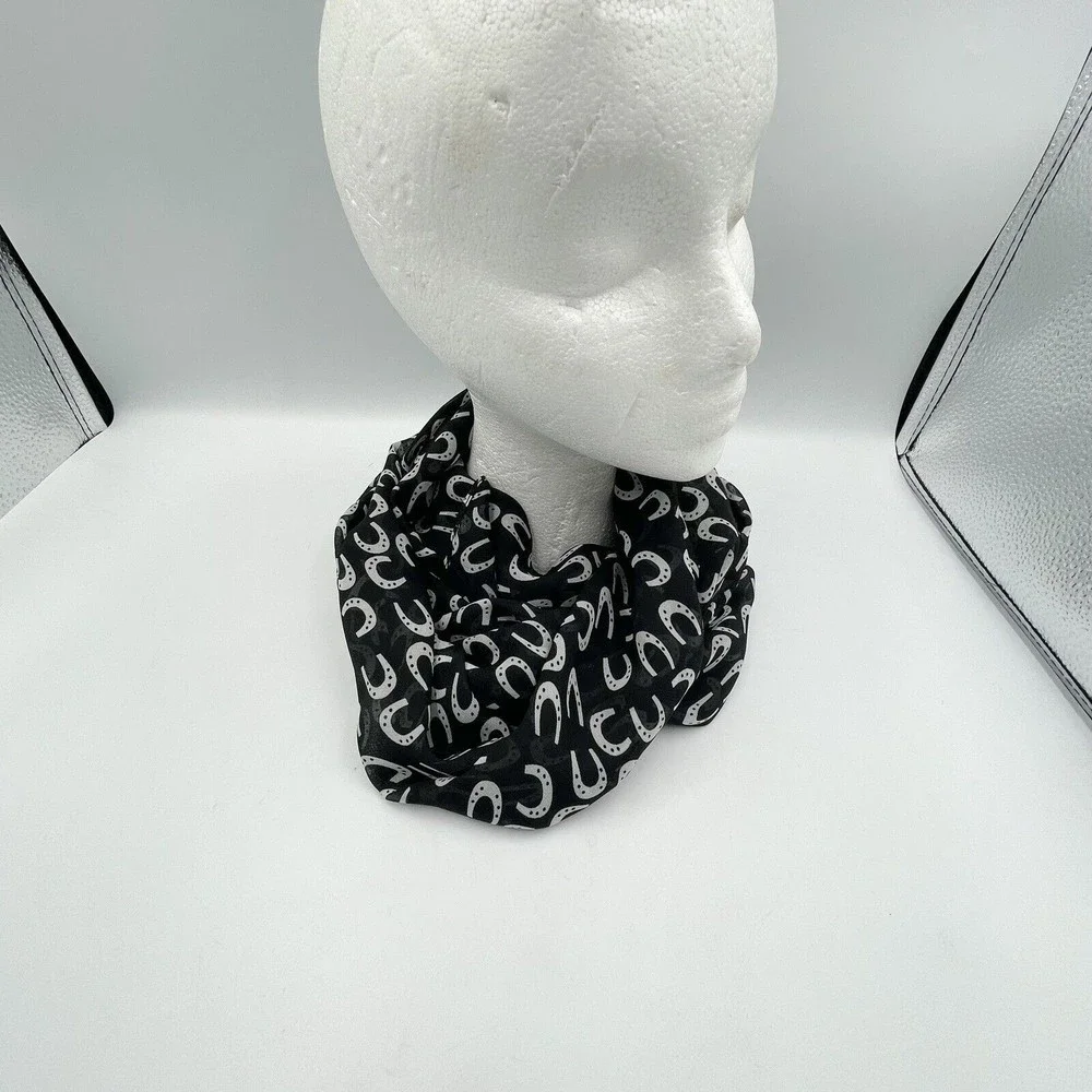 Infinity Black Scarf horseshoe print